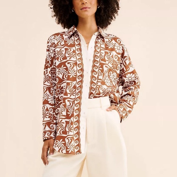 Anthropologie Poplin Long Sleeve Button Down Shirt - Picture 4 of 7